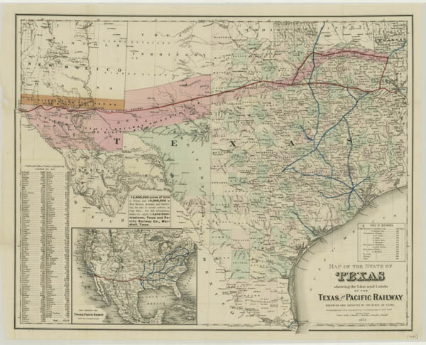1873 map of Texas & Pacific