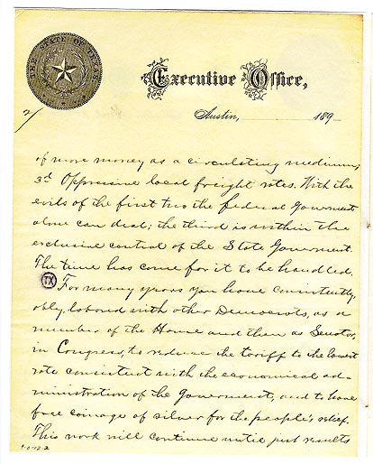 Gov. Hogg Letter, Page 2