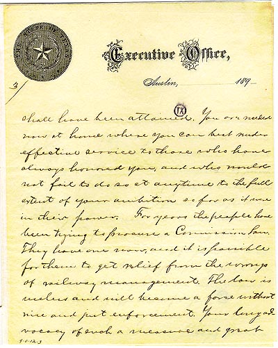 Gov. Hogg Letter, Page 3