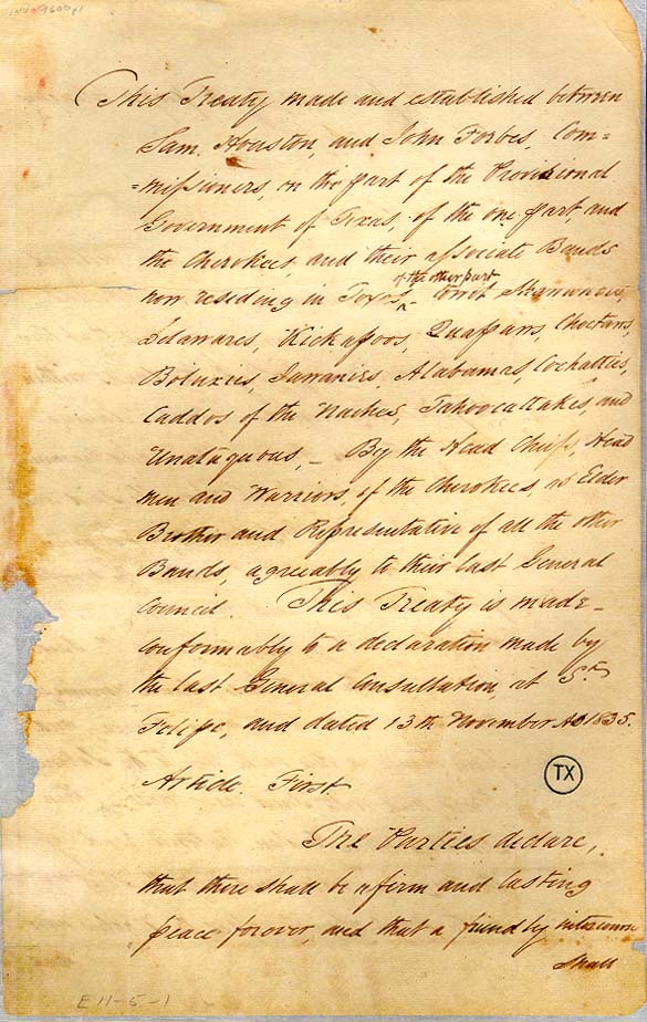 Cherokee Treaty, Page 1